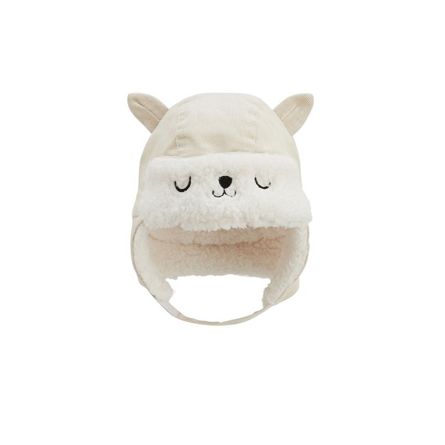 Chapka bébé en velours côtelé Gribouille ecru <span itemprop=