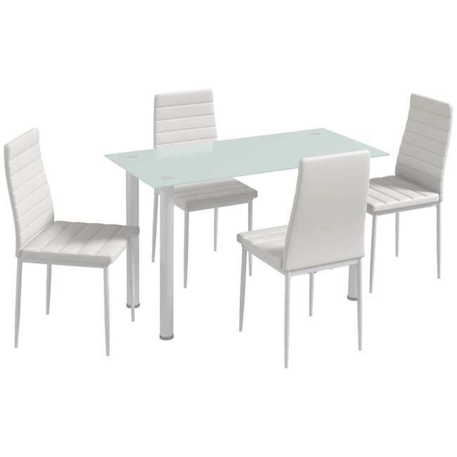 Ensemble de table à manger Acier Blanc Couleur blanc <span itemprop=