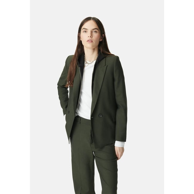Veste de tailleur parementure amovible vert kaki <span itemprop=