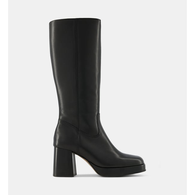 Bottes à plateforme cora cuir noir <span itemprop=