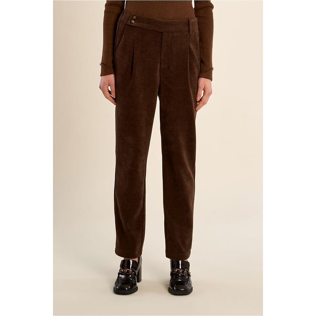 Pantalon en velours marron chocolat <span itemprop=