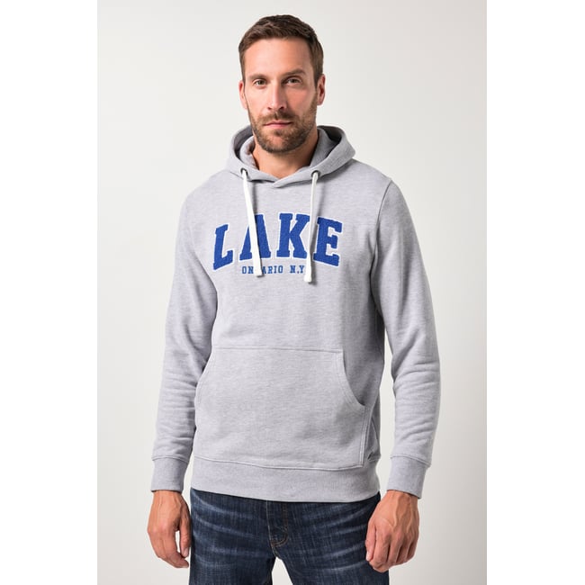 Sweat-shirt à capuche, molleton gris chiné <span itemprop=