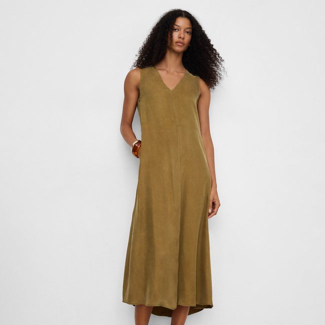 Robe longue en satin à encolure en V - ADOLFO DOMINGUEZ