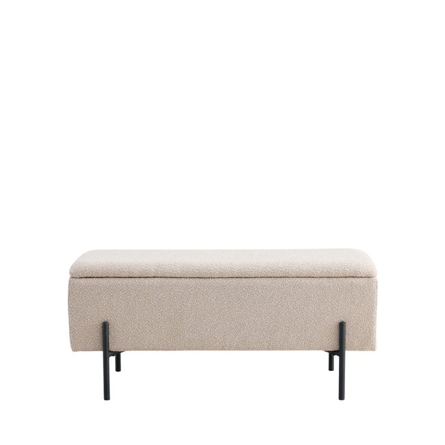 Banc coffre en tissu bouclette et métal L95cm - WATFORD Couleur beige <span itemprop=
