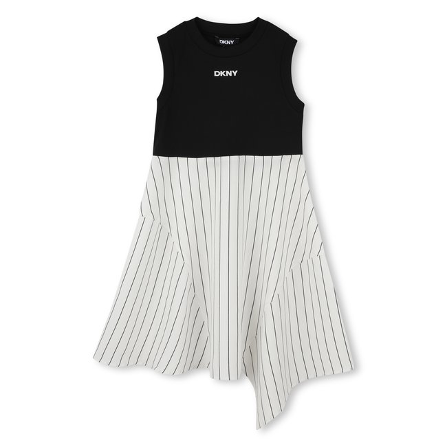 Robe de cérémonie bimatière blanc noir <span itemprop=