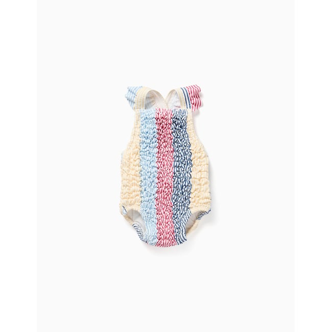 Maillot de bain à rayures avec volants You&Me rouge <span itemprop=