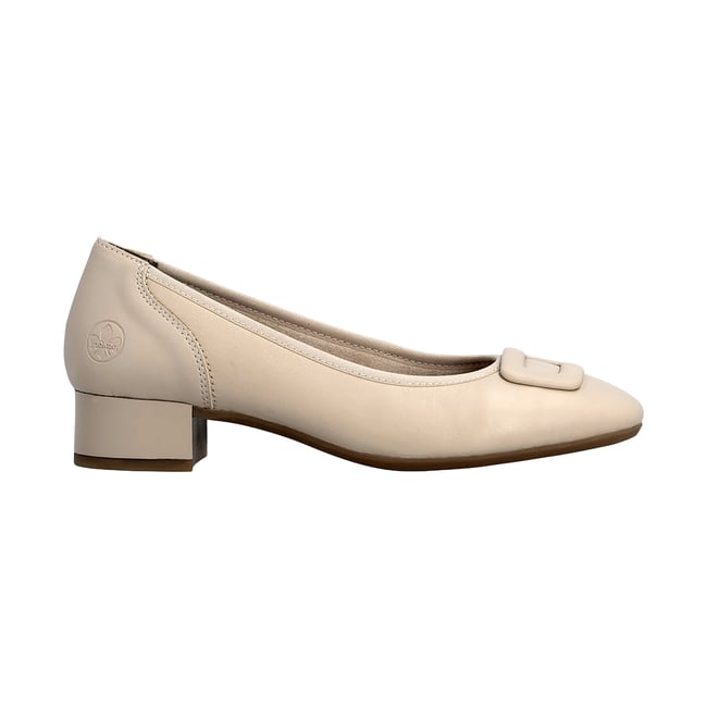Ballerine à Talon Cuir beige <span itemprop=