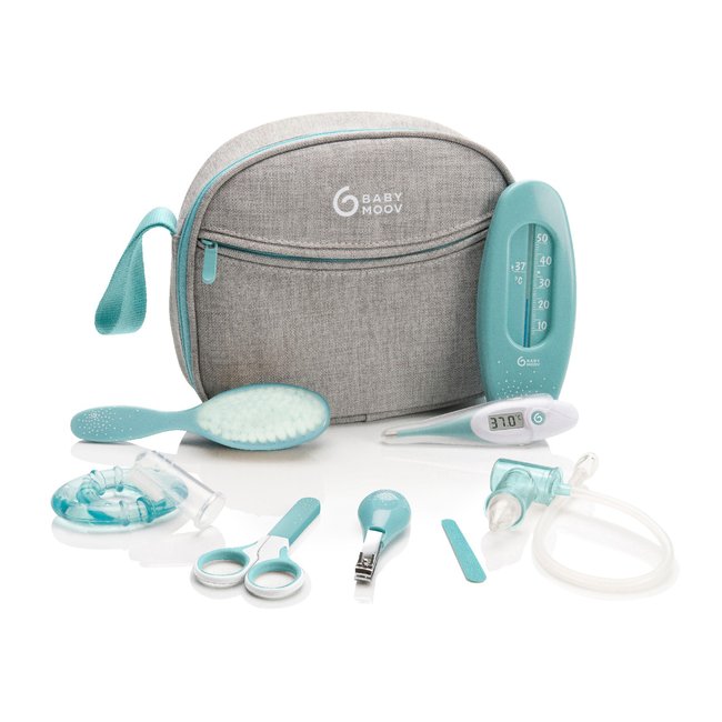 Trousse de soin bébé avec 9 accessoires Aqua bleu <span itemprop=