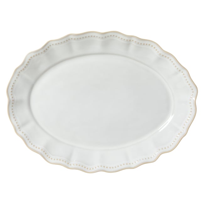 Plat Ovale de Service Almara Couleur pearl white <span itemprop=