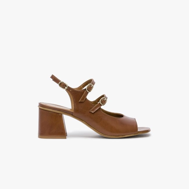 Sandale À Talon en cuir HADDA camel cognac <span itemprop=