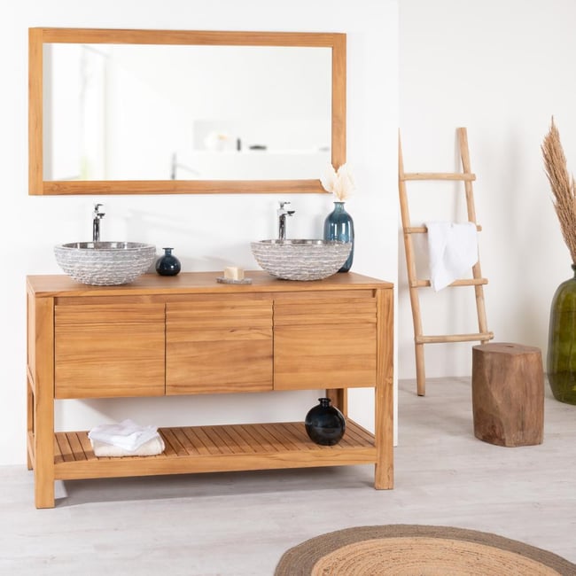 Meuble en teck rectangle de MEGÈVE Couleur naturel <span itemprop=