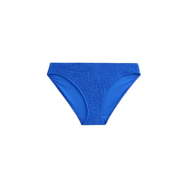 Bas de bikini échancré à fronces bleu cobalt <span itemprop=