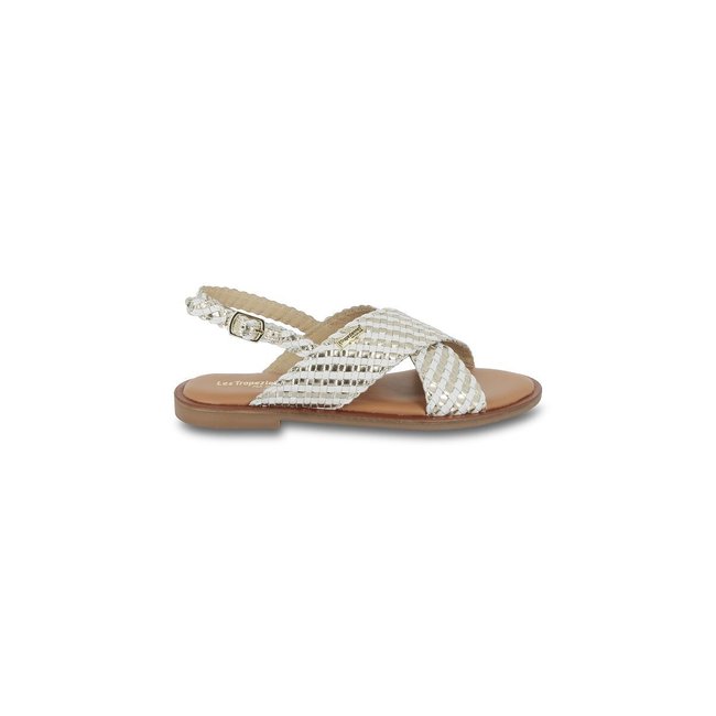 Sandálias em pele Doa branco/dourado <span itemprop=