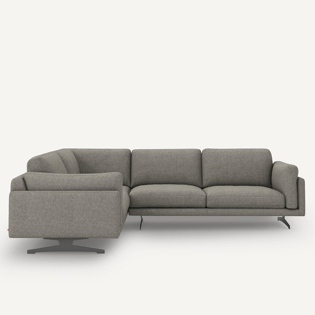 Ecksofa César, Strukturgewebe Viskose/Leinen granitgrau gepanzert <span itemprop=