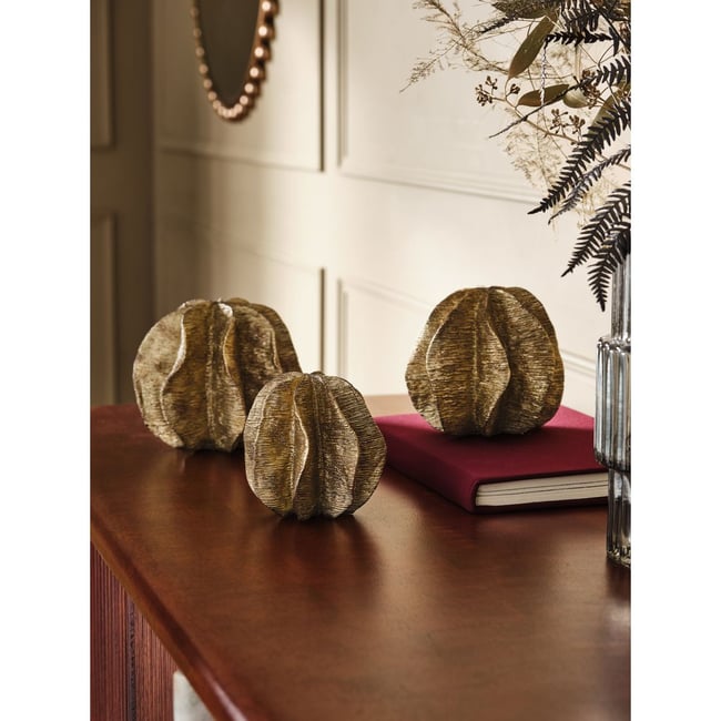 Décoration gousse graines antique, lot de 3 Couleur doré <span itemprop=