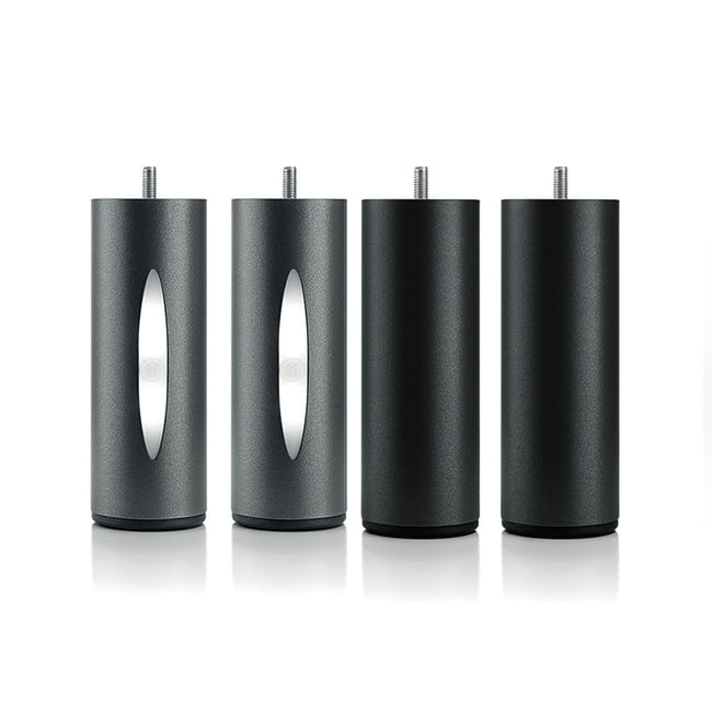 Jeu de pieds de lit cylindriques (2 lumineux + 2 métal ) Couleur noir <span itemprop=