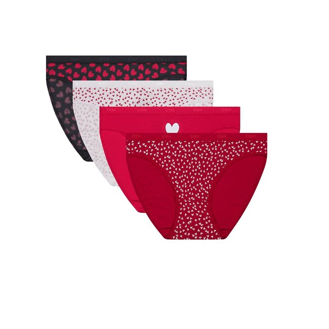 Pack of 4 Pocket Knickers in Cotton, heart print, DIM