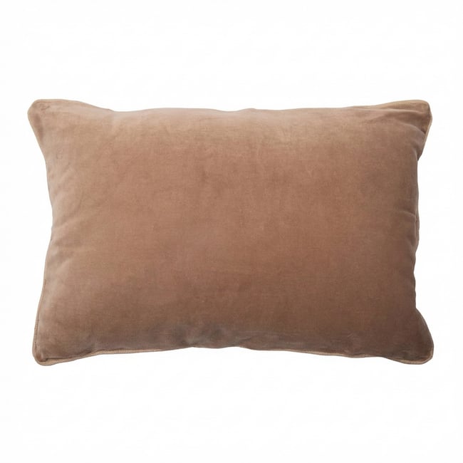 Coussin rectangulaire déhoussable 40x60 cm Velours de Coton Bianca Camel camel <span itemprop=