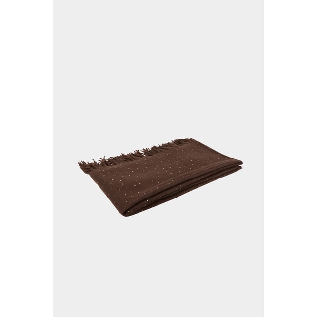 Écharpe strass franges marron foncé <span itemprop=