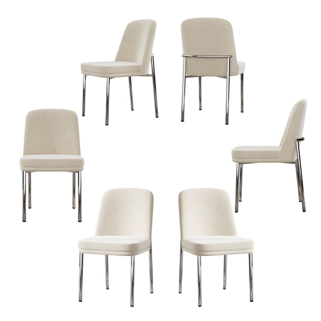 Lot de 6 chaises de salle à manger en velours avec pieds métal, DUORAUC Couleur beige <span itemprop=