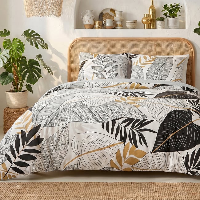 Parure housse de couette 100% coton 57fils moana multicolore <span itemprop=