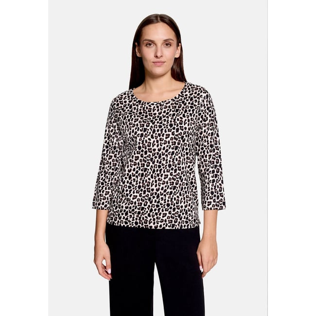 T-shirt basique à motif placé beige/marron <span itemprop=