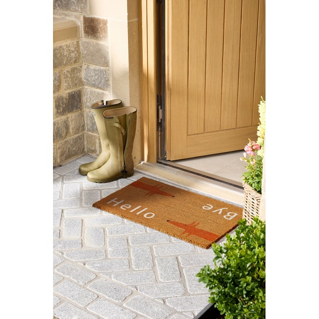 Mr Fox Hello Bye Coir Doormat, orange, SCION