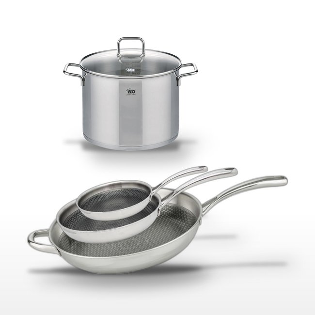 Batterie 1 poêle 32cm + 1 faitout 16cm RELIEF EVOLUTION inox <span itemprop=