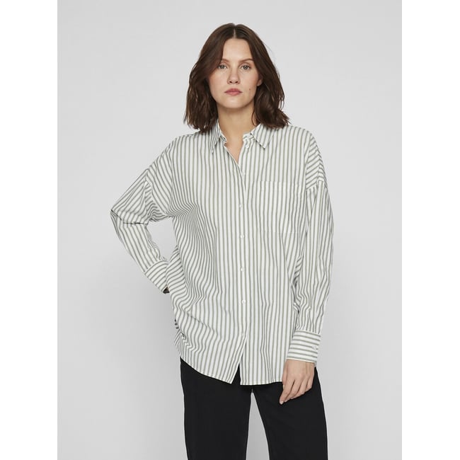 Chemise à fines rayures  blanc/vert <span itemprop=