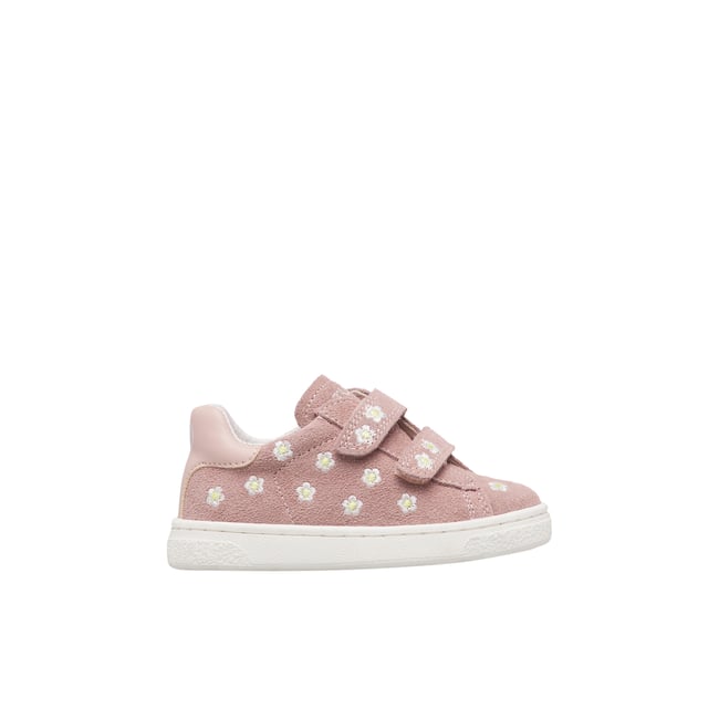 Sneakers en cuir et en daim avec des marguerites HASSELT 2 EMBR.DAISIES VL. rose-rose poudré <span itemprop=