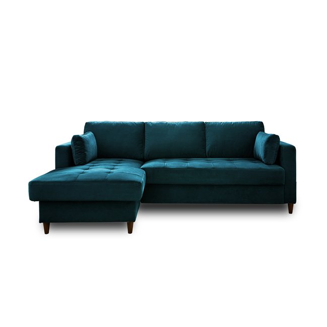 Canapé d'Angle Convertible en Velours 4 places - ANNA - LISA DESIGN