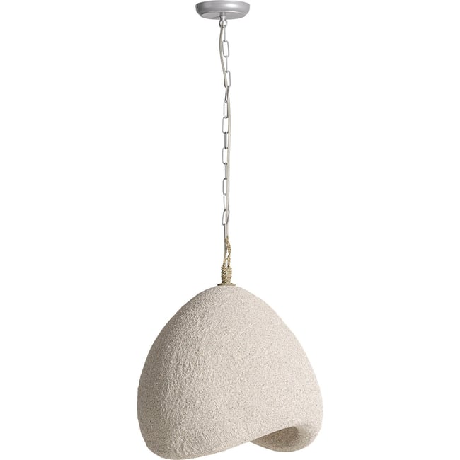 Lustre suspendu en résine finition rugueuse Couleur blanc cassé texturé rugueux <span itemprop=