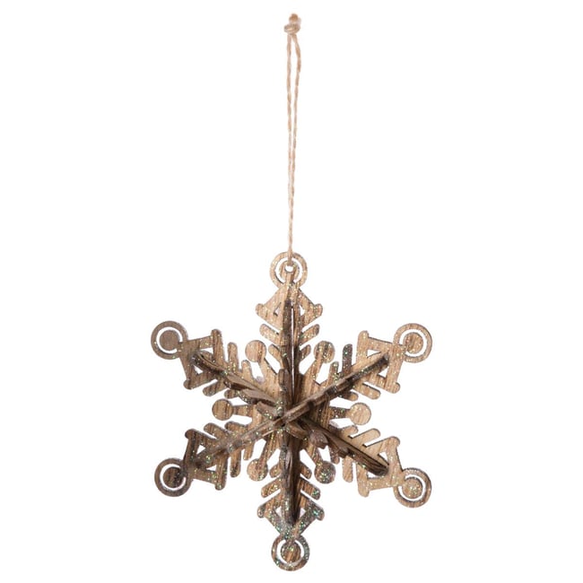 Sujet de Noël Bois Flocon Couleur marron <span itemprop=
