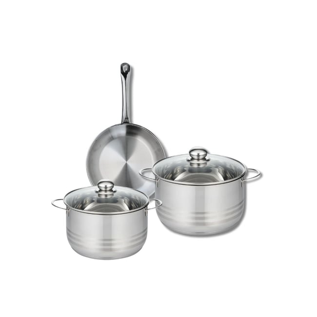 Batterie 1 poêle 24cm + 2 faitouts 20/24cm PROFI BRILLANT gris <span itemprop=