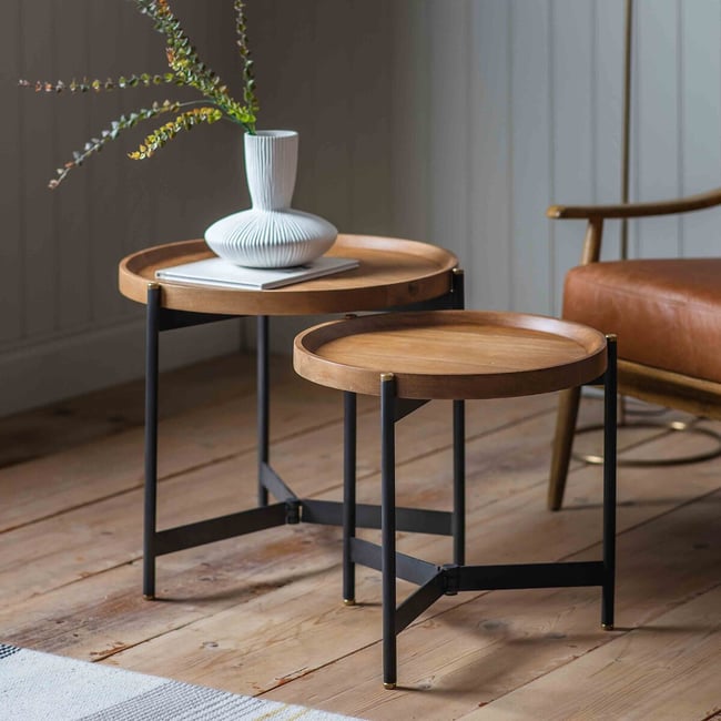 Set of 2 Devereux Mango Wood Nest Tables, dark wood, ÉDITÉ