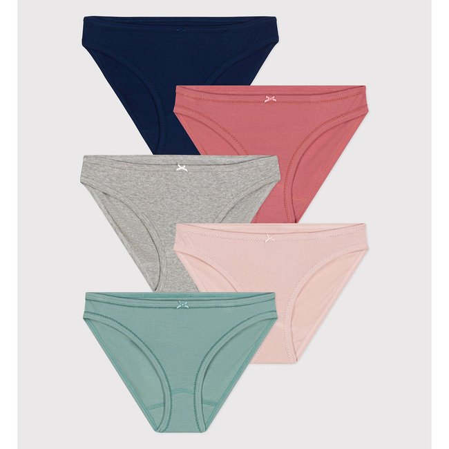 5er-Pack Slips aus Baumwolle schwarz + himbeere + grün <span itemprop=