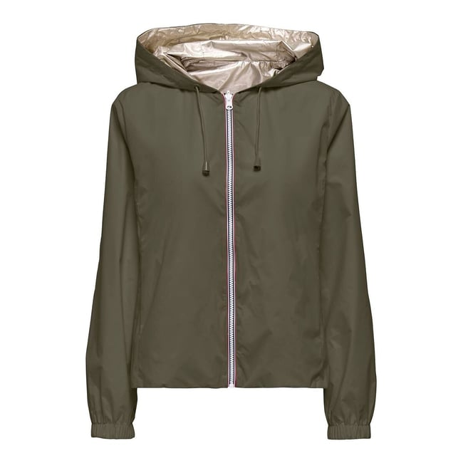 Coupe vent zippé à capuche kaki <span itemprop=