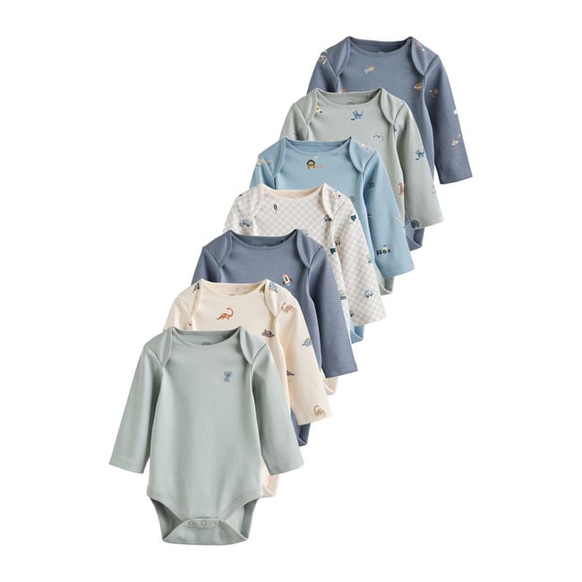 Body à manches longues bébé, lot de 7 caractère bleu <span itemprop=