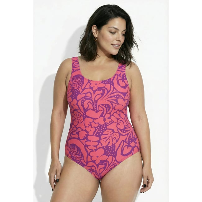 Maillot de bain à fleurs rouge hibiscus <span itemprop=