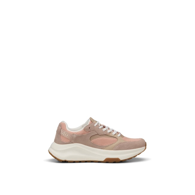 Baskets Modèle Liv en cuir de vache avec insert en mesh rose <span itemprop=