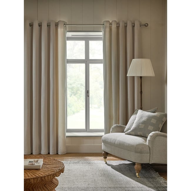 Rideaux chinés doux à œillets naturel clair <span itemprop=