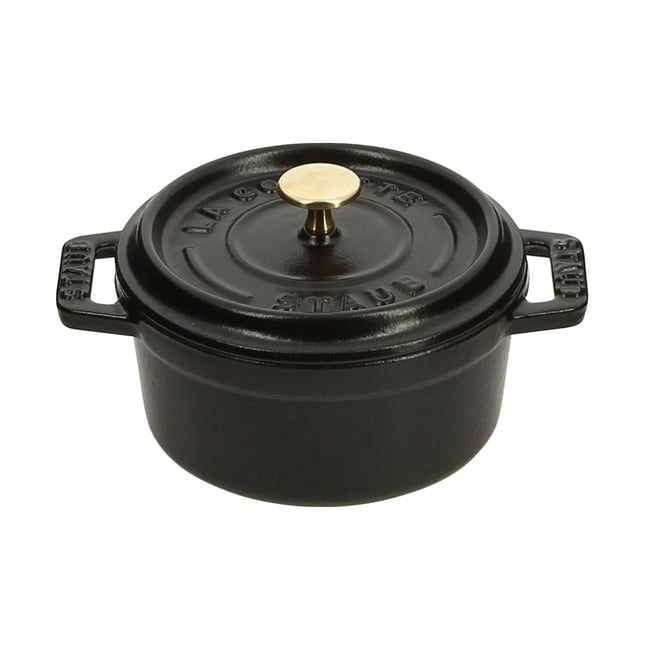 Mini cocotte ronde en fonte 10 cm noir <span itemprop=