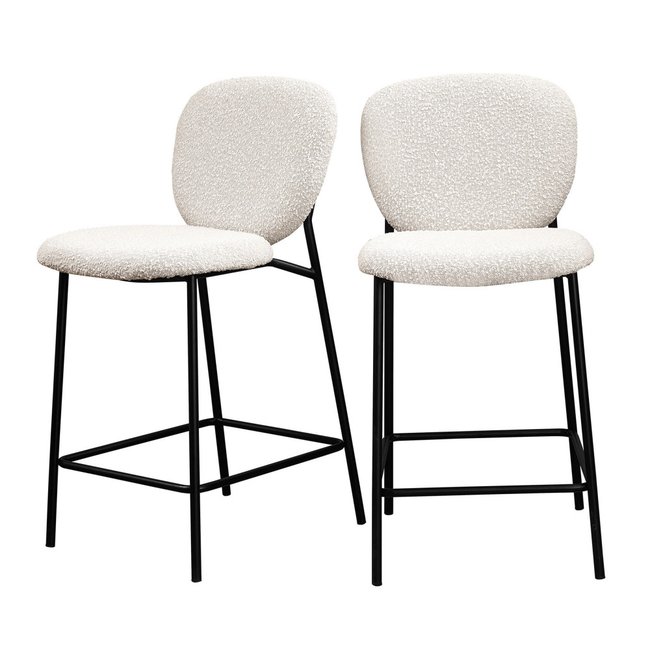 Lot de 2 tabourets de bar en tissu bouclette et métal H65cm - Dalby - DRAWER