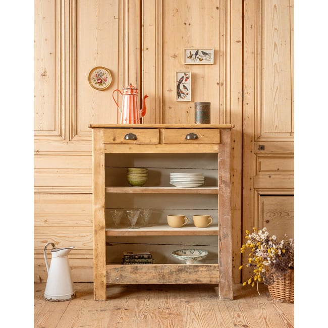 Buffet ouvert en bois Gilbert N°1740 - Bon état Couleur bois clair <span itemprop=
