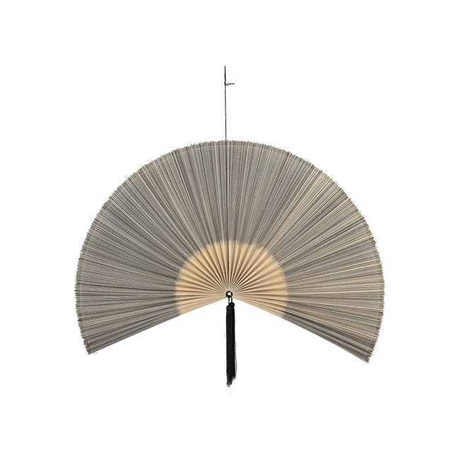 Éventail mural en bambou - JAIME Couleur naturel et noir <span itemprop=