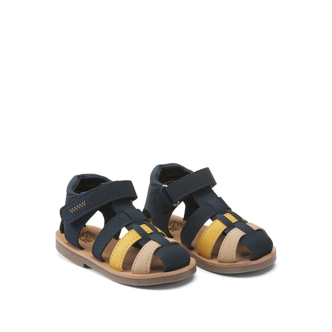Sandales à scratch  bleu marine <span itemprop=