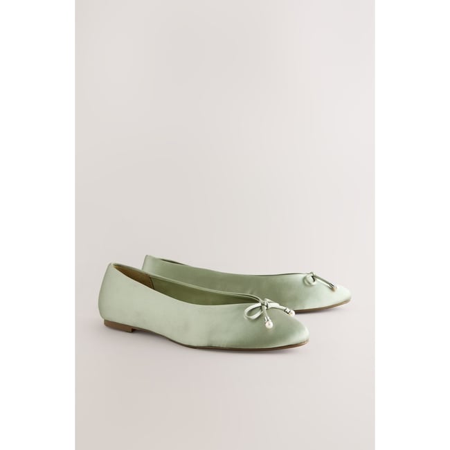 Ballerines avec nœud vert sauge <span itemprop=