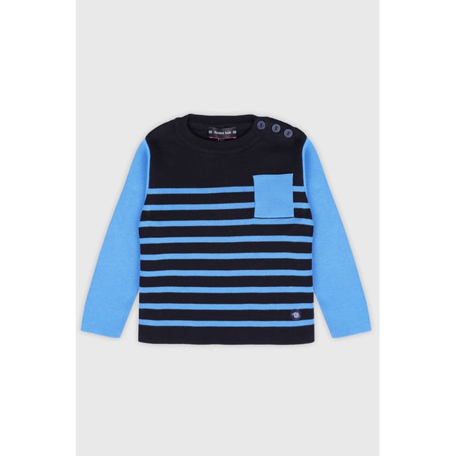 Pull marin rayé en coton KIDS - marine deep/ blue saphir <span itemprop=