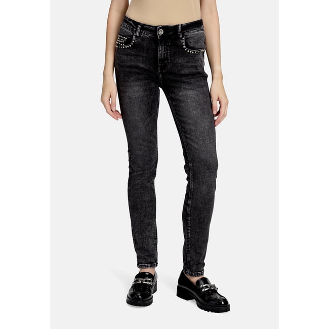 Jean basique à effet délavé dark grey denim <span itemprop=