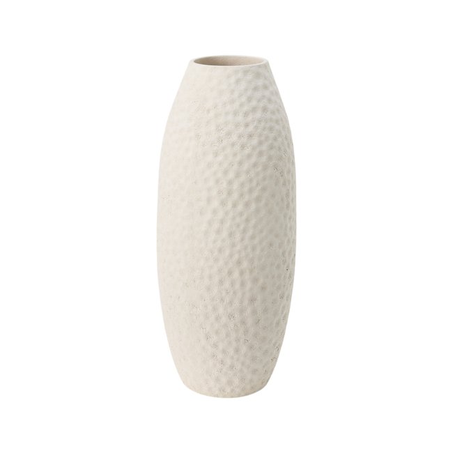 Vase céramique déco martelé 37 cm - SOLENE Couleur blanc <span itemprop=